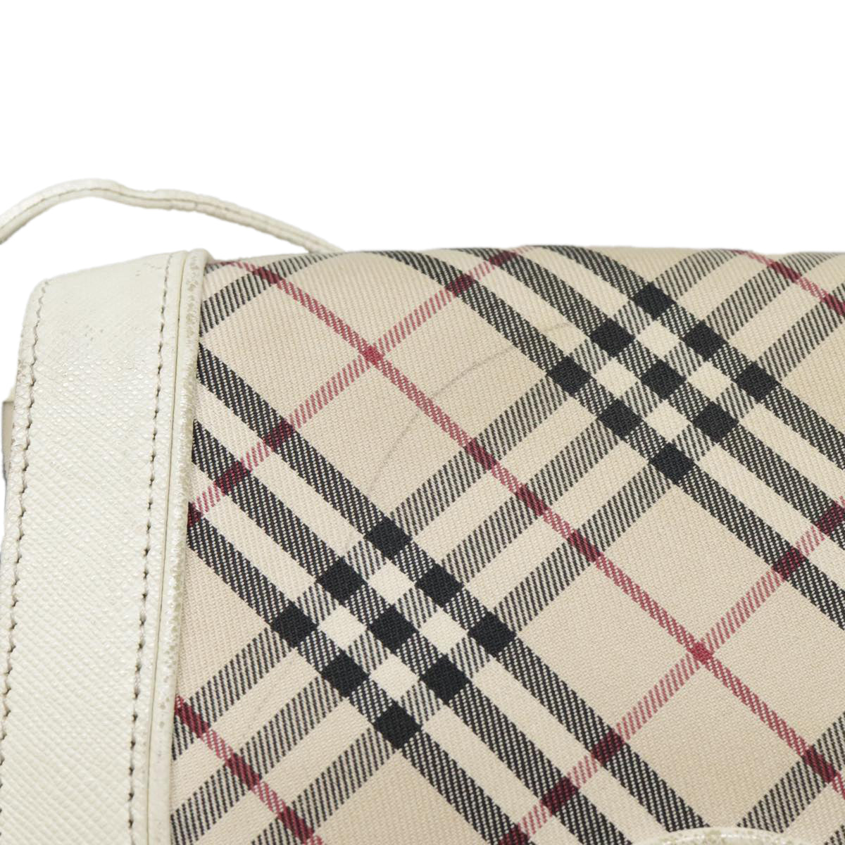 BURBERRY Nova Check Shoulder Bag Canvas Leather Beige Gold Auth 92085 - 0