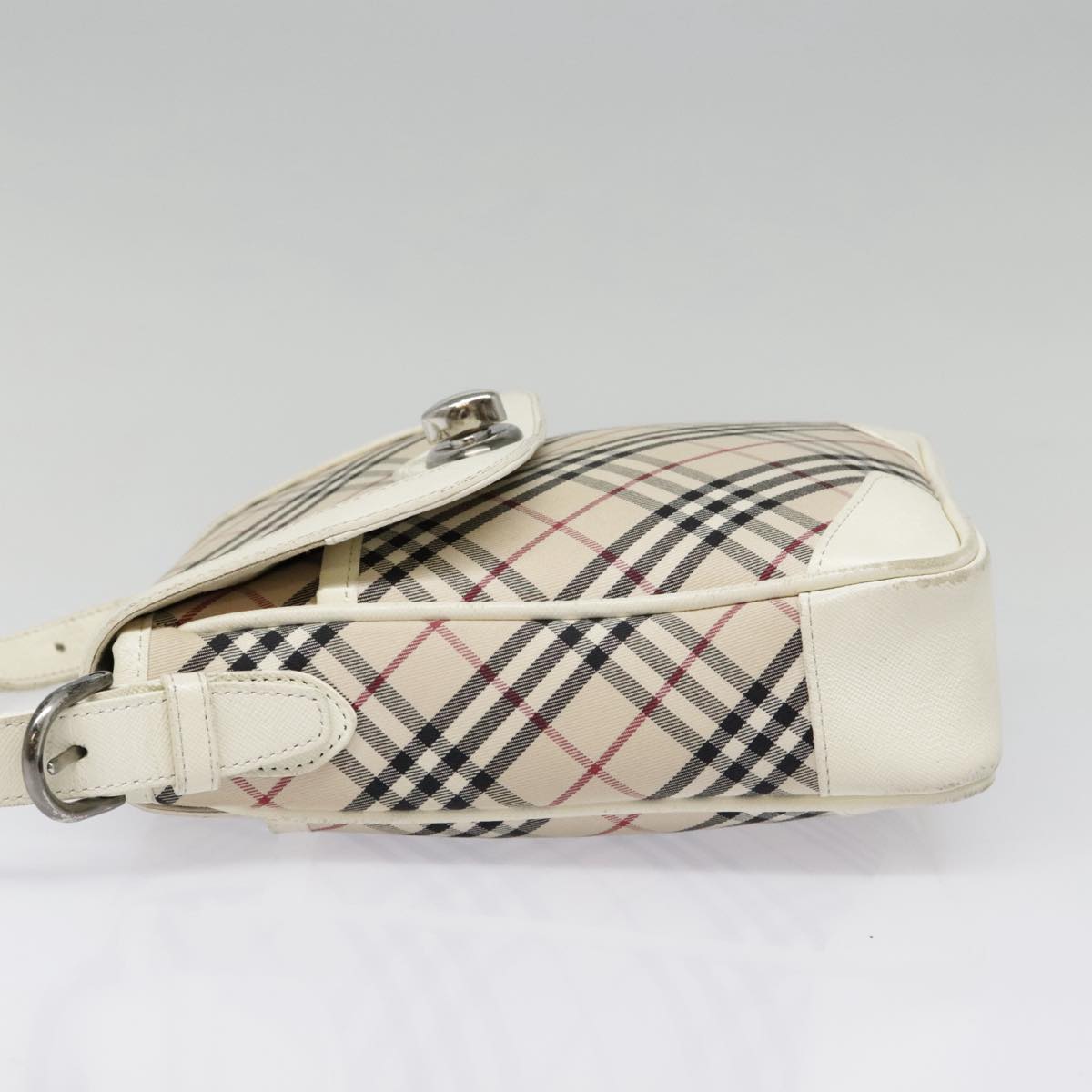 BURBERRY Nova Check Shoulder Bag Canvas Leather Beige Gold Auth 92085