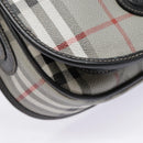 Burberrys Nova Check Shoulder Bag PVC Leather Gray Gold Auth 92087-14