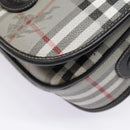 Burberrys Nova Check Shoulder Bag PVC Leather Gray Gold Auth 92087-15