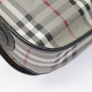 Burberrys Nova Check Shoulder Bag PVC Leather Gray Gold Auth 92087-16