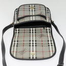 Burberrys Nova Check Shoulder Bag PVC Leather Gray Gold Auth 92087-11