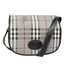 Burberrys Nova Check Shoulder Bag PVC Leather Gray Gold Auth 92087-1