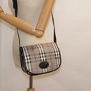 Burberrys Nova Check Shoulder Bag PVC Leather Gray Gold Auth 92087-27