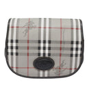 Burberrys Nova Check Shoulder Bag PVC Leather Gray Gold Auth 92087-13