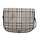 Burberrys Nova Check Shoulder Bag PVC Leather Gray Gold Auth 92087-3