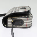 Burberrys Nova Check Shoulder Bag PVC Leather Gray Gold Auth 92087-5