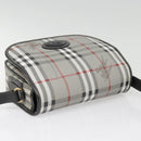 Burberrys Nova Check Shoulder Bag PVC Leather Gray Gold Auth 92087-8