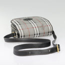 Burberrys Nova Check Shoulder Bag PVC Leather Gray Gold Auth 92087-9