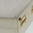 CHANEL Vanity Hand Bag Leather White CC Auth 92088-14