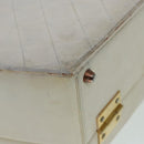 CHANEL Vanity Hand Bag Leather White CC Auth 92088-16