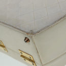 CHANEL Vanity Hand Bag Leather White CC Auth 92088-9