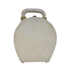 CHANEL Vanity Hand Bag Leather White CC Auth 92088-1