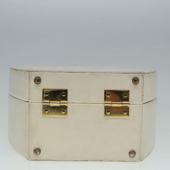 CHANEL Vanity Hand Bag Leather White CC Auth 92088