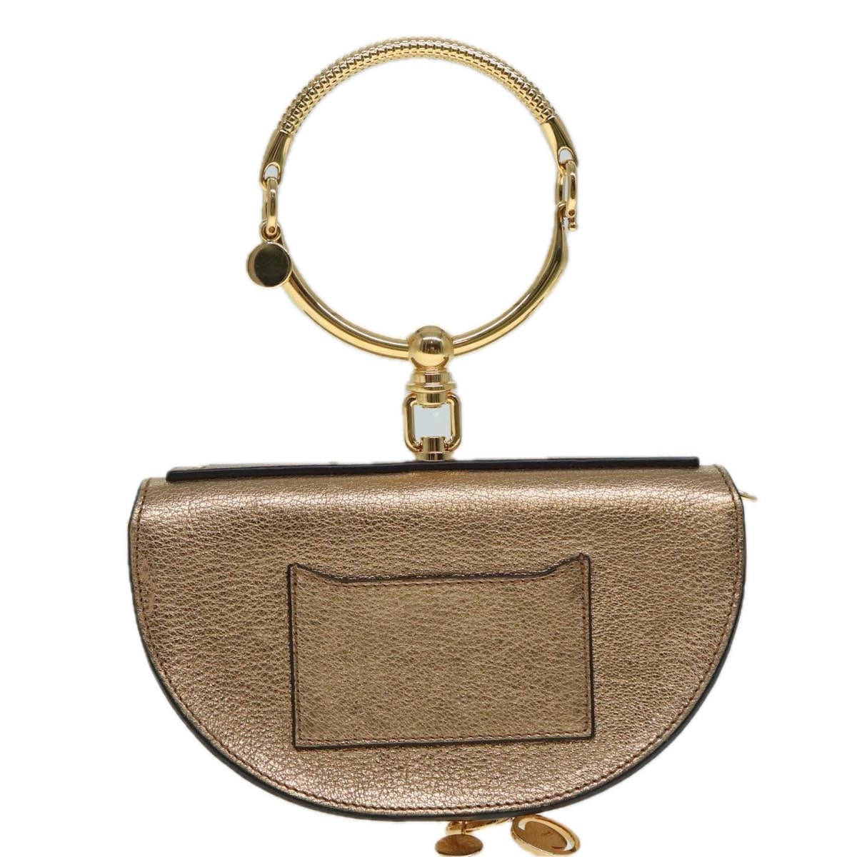 Chloe Nile Small Minodiaire Shoulder Bag Leather Gold Auth 92103