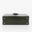 CELINE Hand Bag Leather Green Gold Auth 92104-5