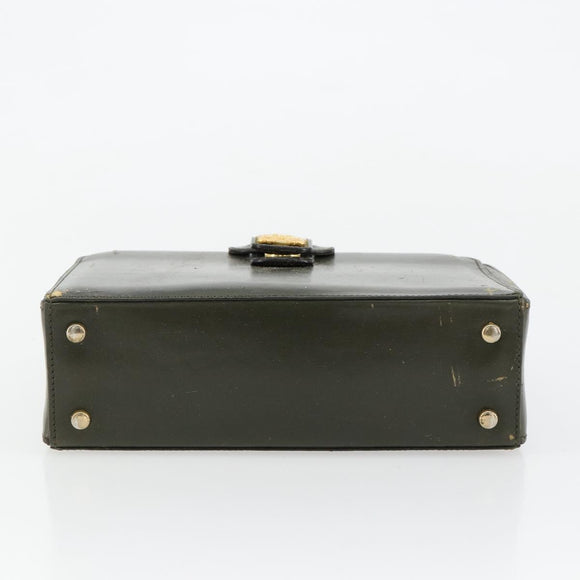 CELINE Hand Bag Leather Green Gold Auth 92104