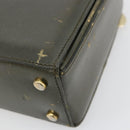 CELINE Hand Bag Leather Green Gold Auth 92104-10