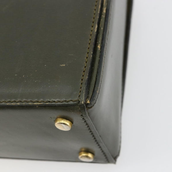 CELINE Hand Bag Leather Green Gold Auth 92104