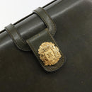 CELINE Hand Bag Leather Green Gold Auth 92104-18