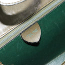CELINE Hand Bag Leather Green Gold Auth 92104-11