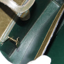 CELINE Hand Bag Leather Green Gold Auth 92104-19