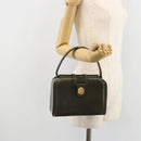 CELINE Hand Bag Leather Green Gold Auth 92104-12