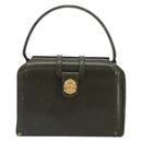 CELINE Hand Bag Leather Green Gold Auth 92104-13