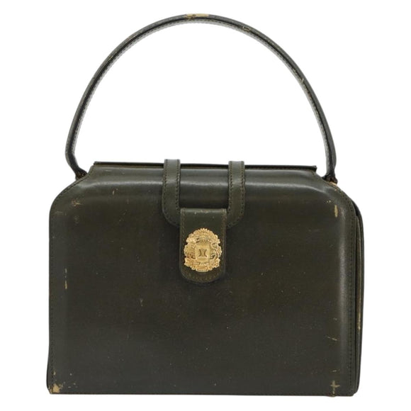 CELINE Hand Bag Leather Green Gold Auth 92104