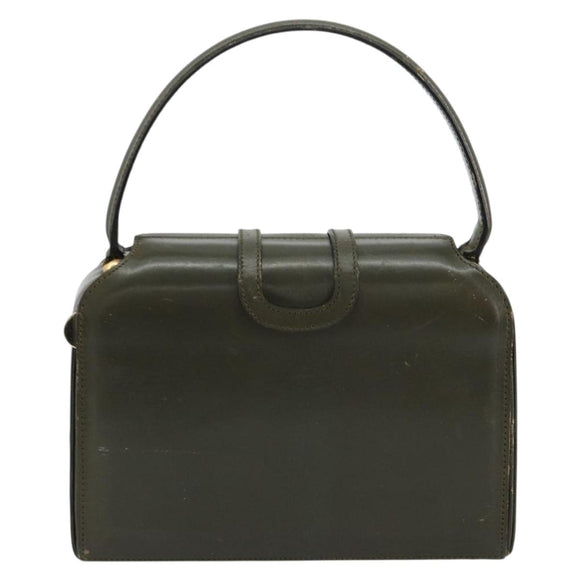 CELINE Hand Bag Leather Green Gold Auth 92104