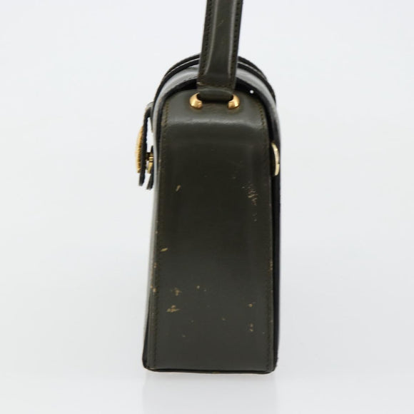 CELINE Hand Bag Leather Green Gold Auth 92104