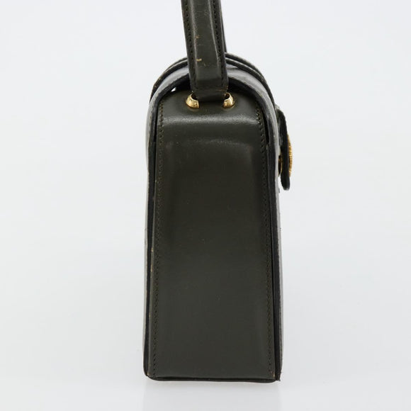 CELINE Hand Bag Leather Green Gold Auth 92104
