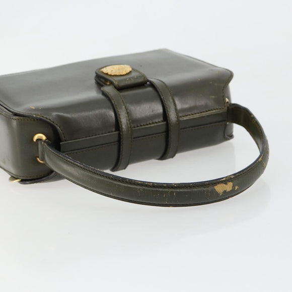 CELINE Hand Bag Leather Green Gold Auth 92104
