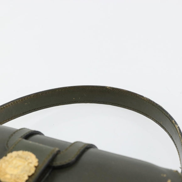 CELINE Hand Bag Leather Green Gold Auth 92104