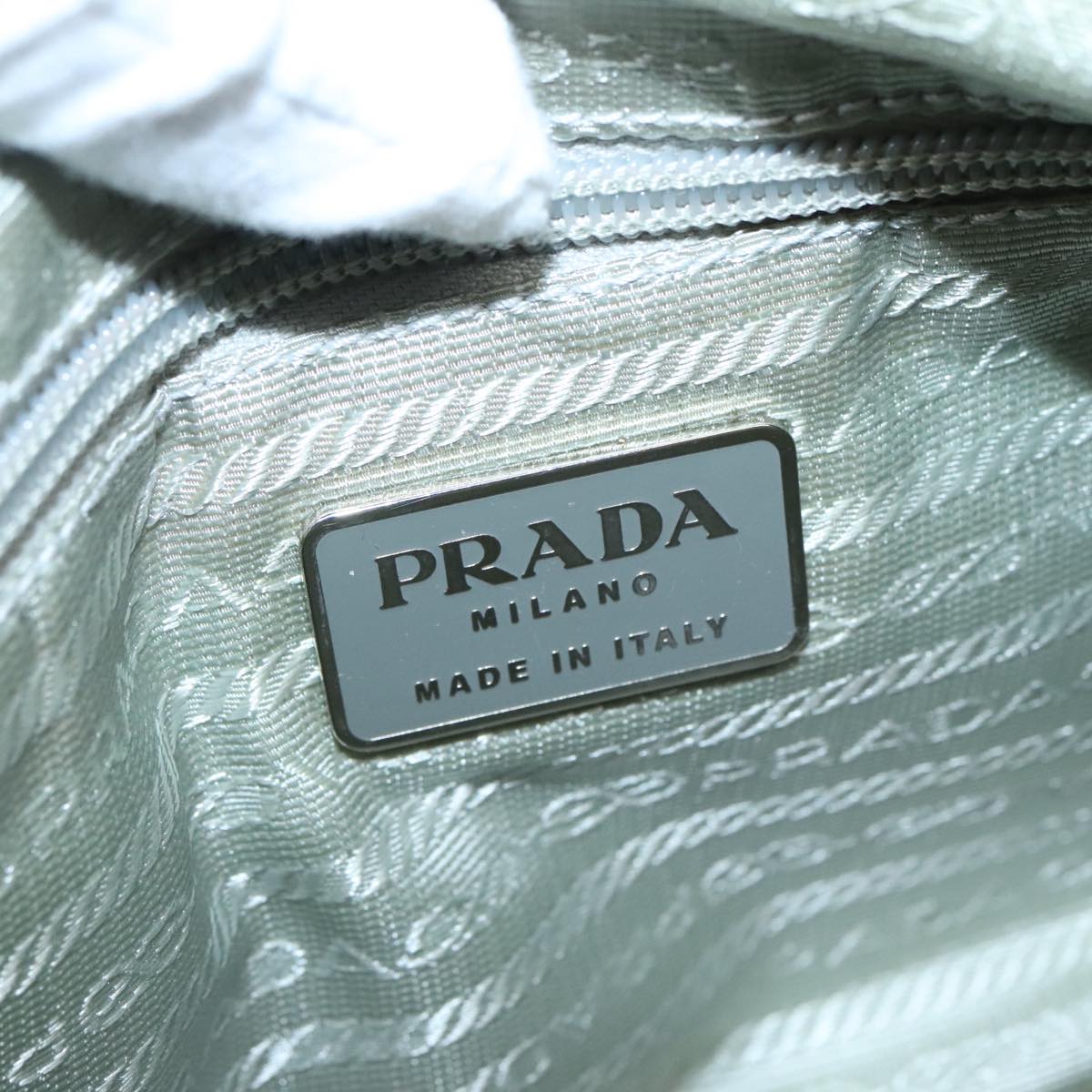 PRADA Shoulder Bag Nylon Light Blue Silver Auth 92105