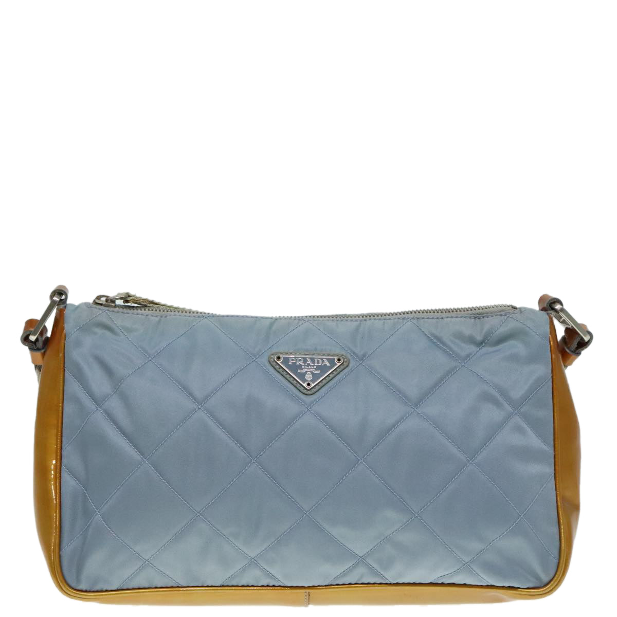 PRADA Shoulder Bag Nylon Light Blue Silver Auth 92105