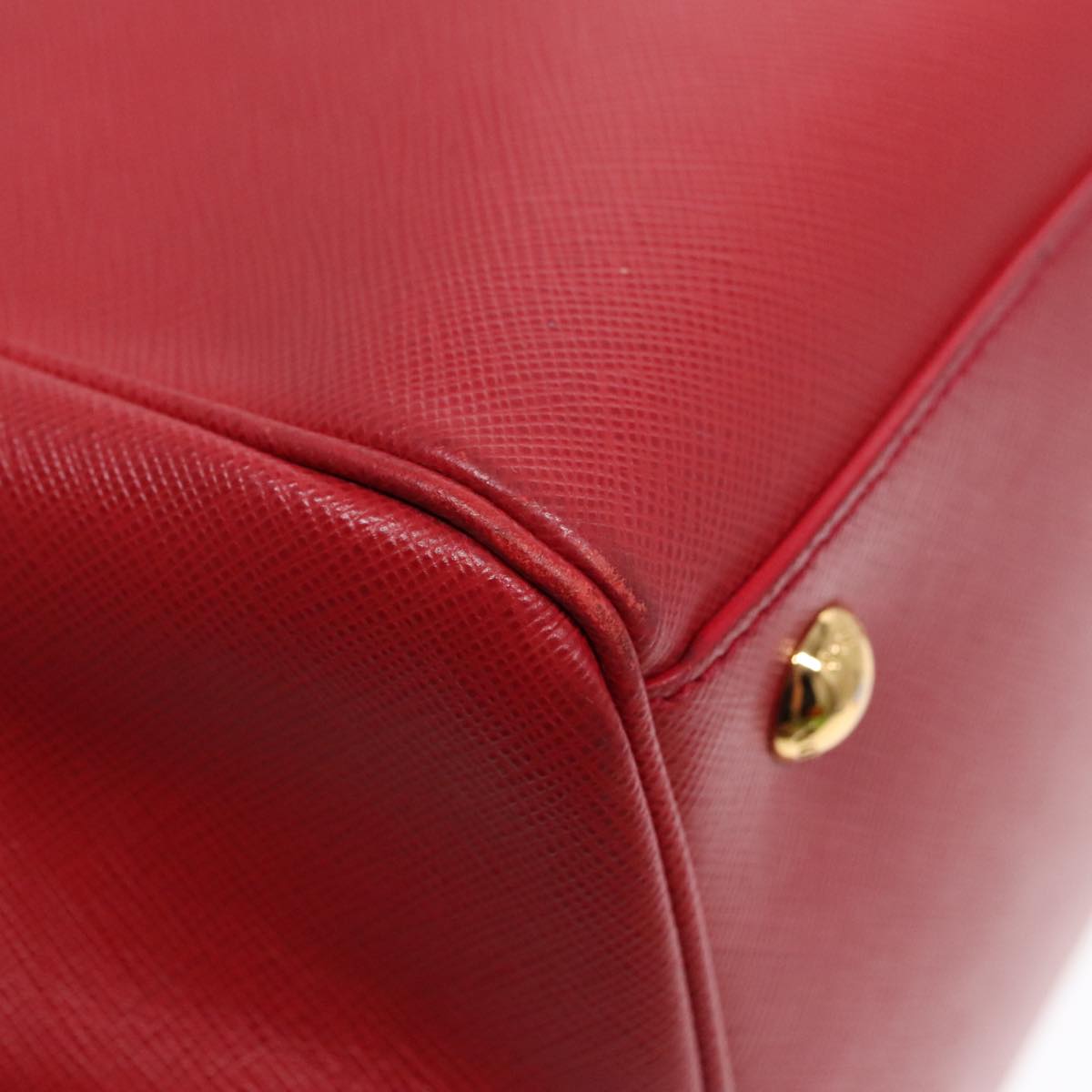 PRADA Hand Bag Safiano leather Red Gold Auth 92106