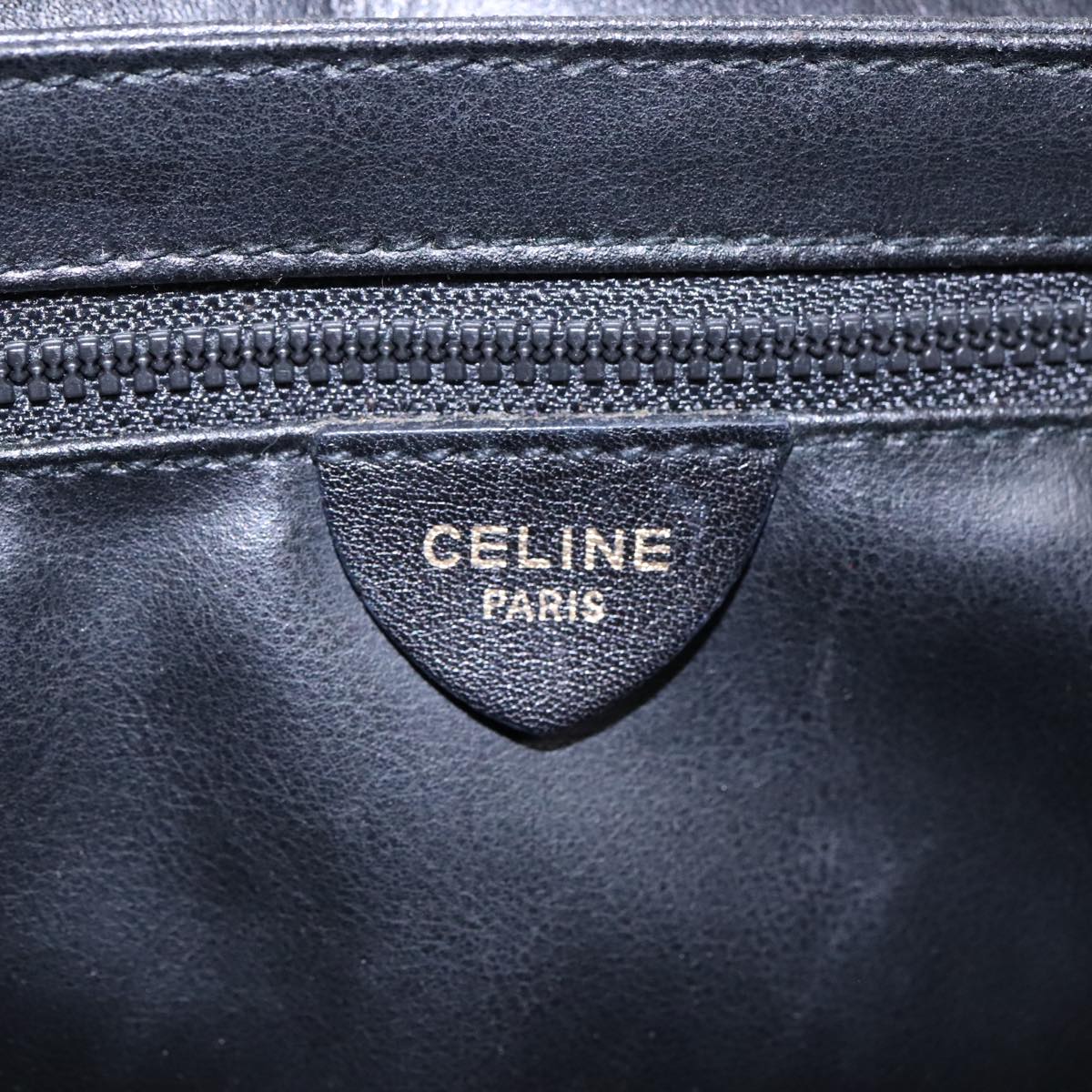 CELINE Shoulder Bag Leather Black Gold Auth 92111