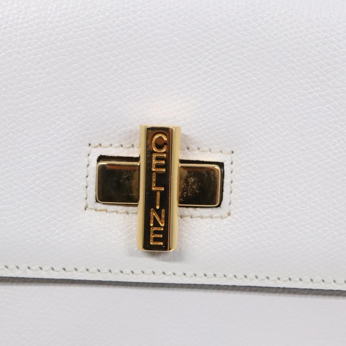 CELINE Shoulder Bag Leather Red White gold Auth 92112