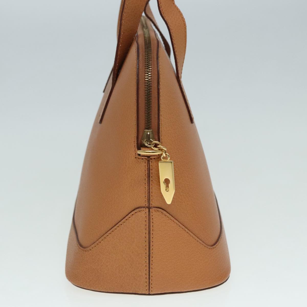 CELINE Hand Bag Leather 2way Brown Gold Auth 92113