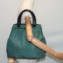 PRADA Hand Bag Nylon Plastic Khaki Black Silver Auth 92115-25
