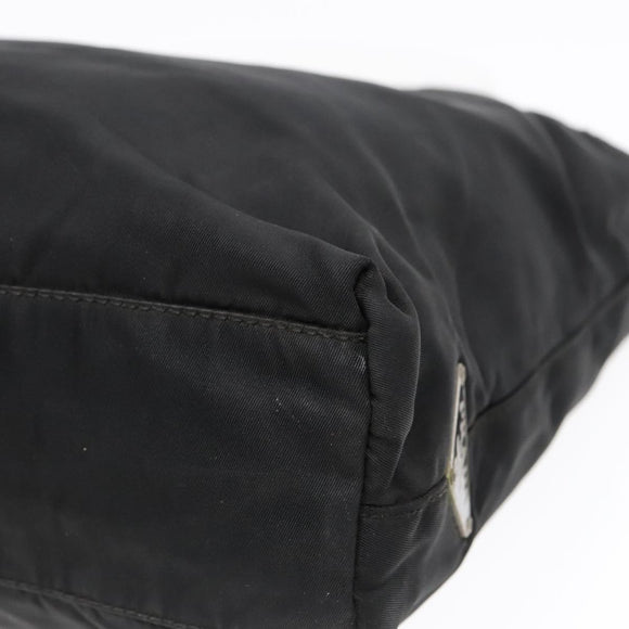 PRADA Hand Bag Nylon Plastic Black Clear Silver Auth 92116