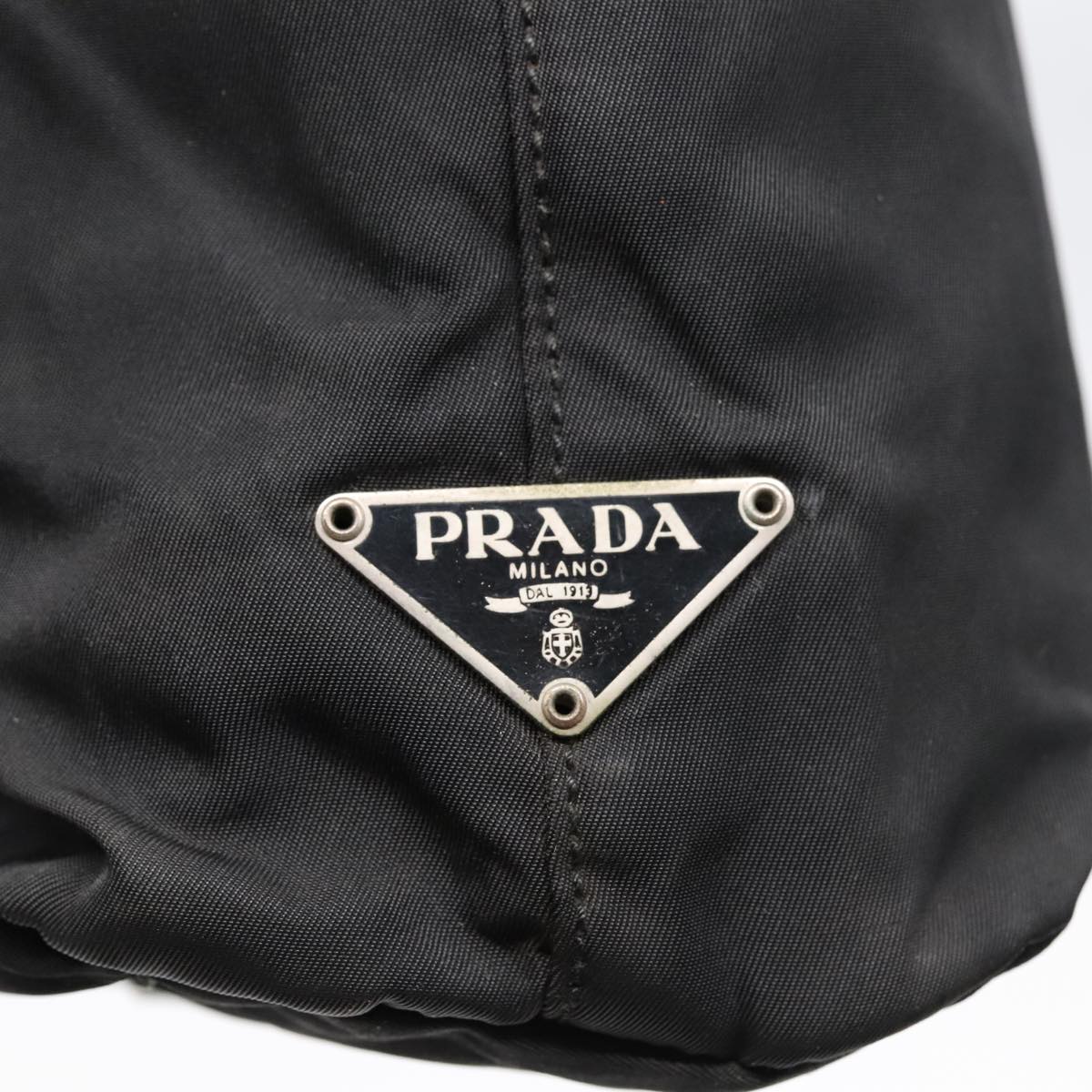 PRADA Hand Bag Nylon Plastic Black Clear Silver Auth 92116