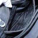 PRADA Hand Bag Nylon Plastic Black Clear Silver Auth 92116-11