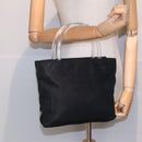 PRADA Hand Bag Nylon Plastic Black Clear Silver Auth 92116-23