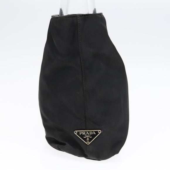 PRADA Hand Bag Nylon Plastic Black Clear Silver Auth 92116