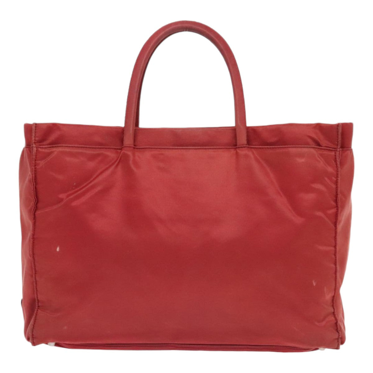 PRADA Hand Bag Nylon Red Silver Auth 92118