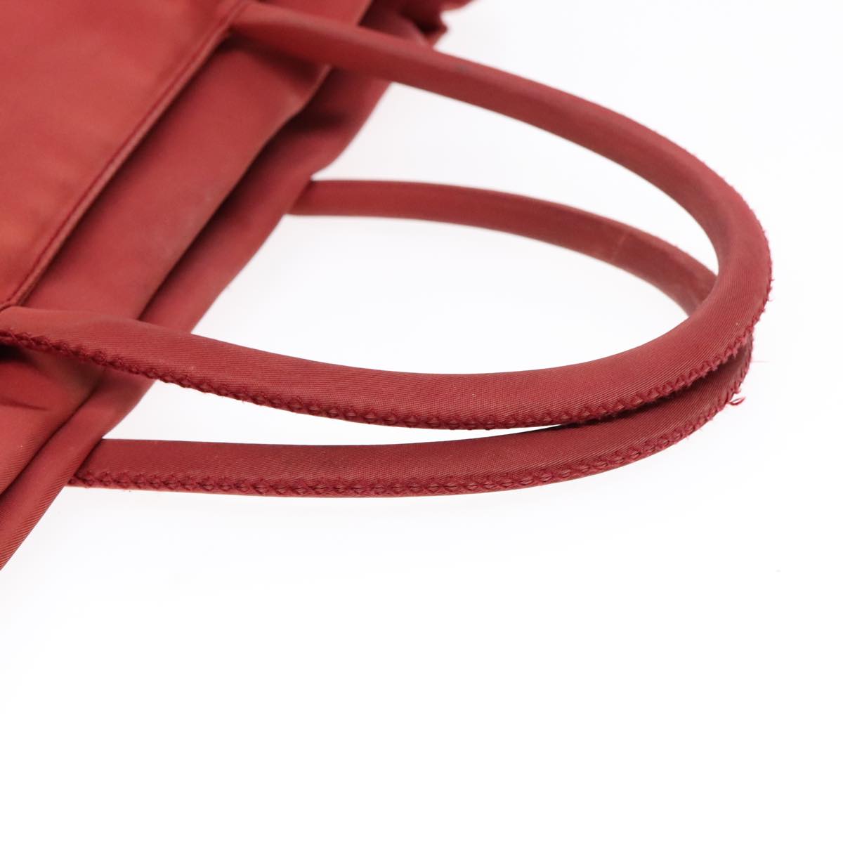 PRADA Hand Bag Nylon Red Silver Auth 92118