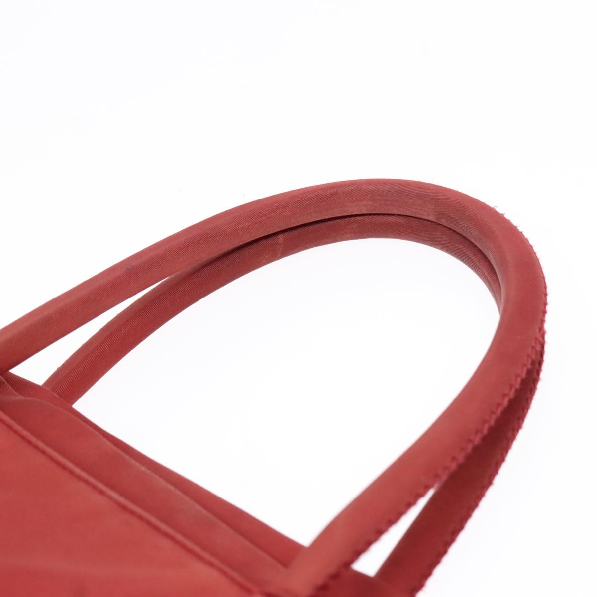 PRADA Hand Bag Nylon Red Silver Auth 92118