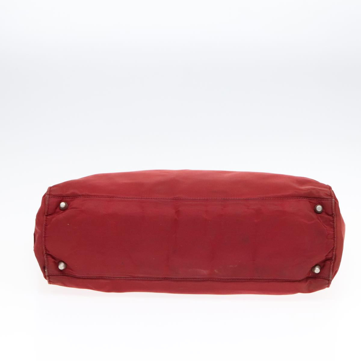 PRADA Hand Bag Nylon Red Silver Auth 92118